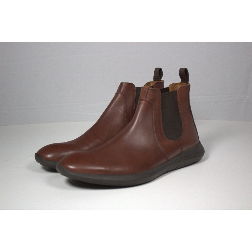 Johnston & Murphy Mens Chelsea Boots Brown Leather Round Toe Ankle Pull On